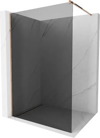 Mexen Kioto, sprchová zástena 90x200 cm, 8mm šedé sklo, profil ružové zlato, 800-090-101-60-40