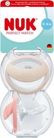 Cumlík NUK Perfect Match 0-6m 2 ks beige/red, vel. 0-6 m
