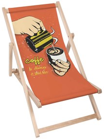 Drevené plážové lehátko Coffe is Always Good Idea