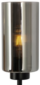 Art Deco stojaca lampa čierna s dymovým sklom 2-svetlo - Laura