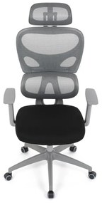 Kancelárska ergonomická stolička GRANT II — sieť, látka, sivá