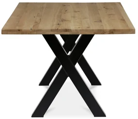 Autronic - Stůl jídelní, 200x100x75 cm,masiv dub, kovová noha ve tvaru písmene"X", černý lak - DS-X200 DUB AKCE