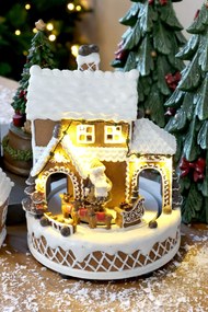 Hudobná skrinka perníkový domček Noël LED osvetlením – Ø 17*23 cm