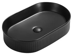 Mexen Grovo, ryhované umývadlo na dosku 49 × 31 cm, čierna matná, 22304985