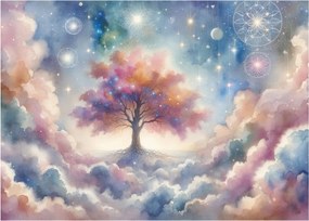 Sklenený obraz – Strom života v oblakoch (70x50 cm)