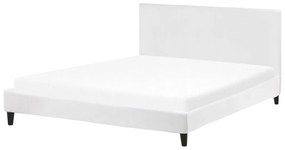 Zamatová posteľ 180 x 200 cm biela FITOU Beliani