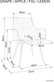 SI Jablkový zamatový stolička tmavá béžová