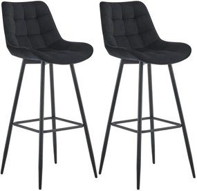 Design-Shop 2x Barová stolička Dartford - zamat - Čierna