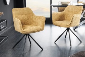 Dizajnová otočná stolička Rahiq horčicová