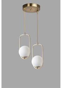 Závesné svietidlo v bielo-zlatej farbe so skleneným tienidlom ø 25 cm Ahu – Opviq lights