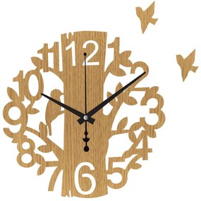 Drevené nástenné hodiny Vtáčik | Dizajnové hodiny na stenu | SENTOP HDF0162