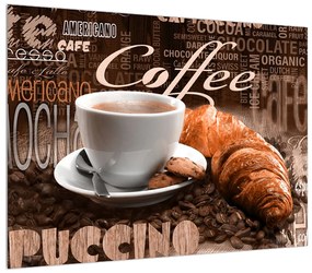 Obraz kávy a croissantov (70x50 cm)