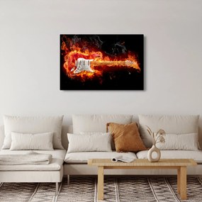 Obraz - Gitara v plameňoch (90x60 cm)