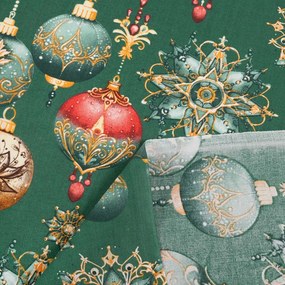 Biante Bavlnený záves Sandra SA-529 Vianočné banky na zelenom 150x220 cm