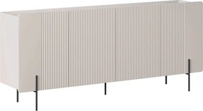 Komoda Malmi 200 cm štvordverová - kašmír / crema bianca / čierne nožičky