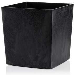 PLASTOVÝ KVETINÁČ FLORE 19X19 CM IMITÁCIA BETÓNU ČIERNA
