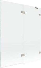 Mexen Lunar, 2-krídlová vaňová zástena pravá 140 x 150 cm, číre sklo, brúsená oceľ, 897-140-100-97-00-P