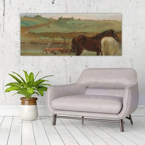 Obraz - Edgar Degas, Horses in a Meadow, reprodukcia (120x50 cm)