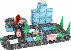 KIK Magnetické stavebnicové kocky 3D – mesto a autá, 91 dielov
