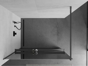 Mexen Kioto+, sprchová zástena Walk-In s poličkou a vešiakom 80 x 200 cm, 8mm sklo vzor zrkadlo, grafitový profil, 800-080-121-66-50