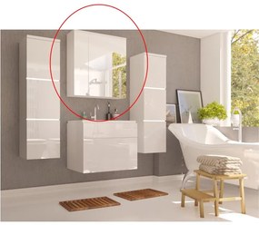 Kúpeľňová skrinka na stenu so zrkadlom Mason WH 14 - biela / biely vysoký lesk