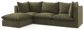 Khaki rohová pohovka (ľavý roh/s leňoškou) Manao – Makamii