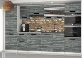 Kuchynská linka Belini 300 cm šedý antracit Glamour Wood s pracovnou doskou Syntka2  TOR SYNTKA2/7/WT/GW1/0/B1