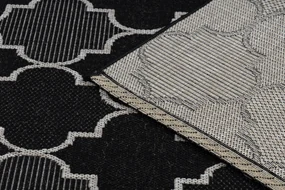 Šnúrkový koberec SIZAL FLOORLUX 20607 , marokánsky trellis,  čierny / strieborný