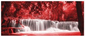Obraz - Červený, vodopád (120x50 cm)