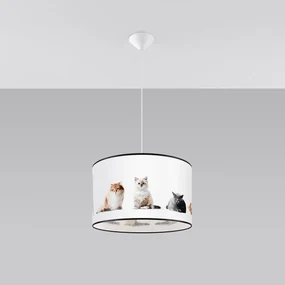 Detské závesné svietidlo Kitty, 1x plastové tienidlo so vzorom, (fi 40cm)
