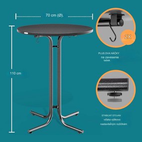 InternetovaZahrada Skladací barový stôl Ø70 cm - antracit