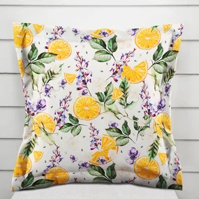 Biante Dekoračná obliečka na vankúš s lemom PML-103 Pomaranče medzi kvetmi na bielom 60 x 60 cm