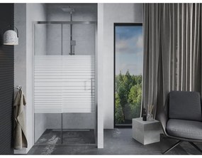Mexen Apia, posuvné dvere do otvoru 90 x 190 cm, 6mm číre sklo-pásiky, chrómový profil, 845-090-000-01-20