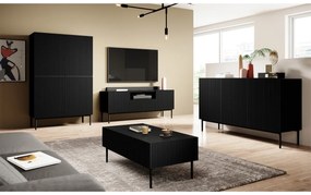 TV stolík Nicole 150 cm s otvorenou policou - čierny mat / čierne nožičky