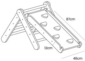 Biely pikler trojuholník z borovicového dreva 46x87x60 cm Montessori – Meowbaby