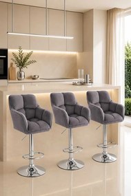 LuxuryForm DESIGN Barová stolička AMALFI VELUR na striebornom tanieri - tmavosivá