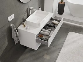 Mexen Rivel, kúpeľňová skrinka 100 cm, 2 zásuvky, drážkovaná, biela matná, 91A20-10047-2-BFF01