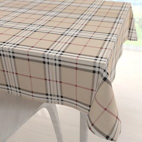Biante Bavlnený štvorcový obrus Sandra SA-548 Čierno-červeno-biele káro na béžovom 70x70 cm