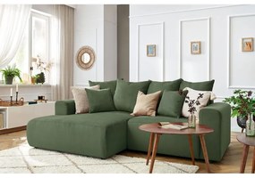 Zelená zamatová rohová pohovka Enjoy – Bobochic Paris