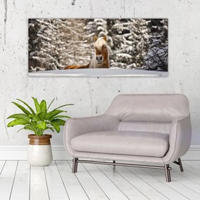 Obraz - Kôň v zimnej krajine (120x50 cm)