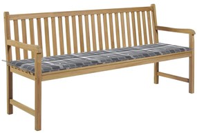Záhradná lavička a sivá kockovaná podložka 175 cm teakový masív 3062798