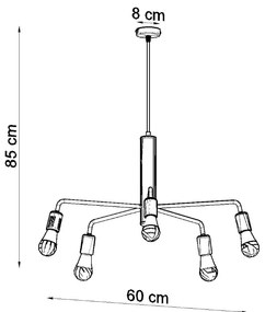 Luster Duomo 5, čierne telo svietidla