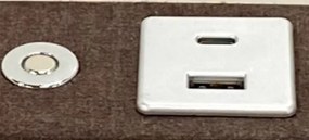 Nočný stolík Lusaka, hnedá látka, s osvetlením a USB