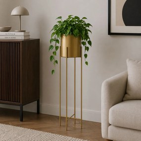 KOVOVÝ KVETINÁČ SO STOJANOM GOLDEN 95X21 CM ZLATÁ