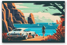 Gario Diamantové maľovanie Rýchlosť na pláži Rozmery: 40 x 60 cm, Rámovanie: S vnútorným rámom, Diamanty: Okrúhle