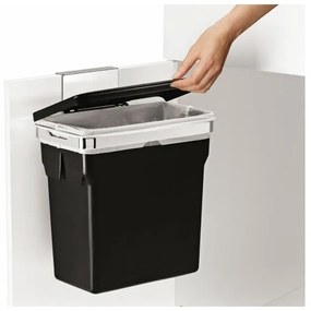 Vstavaný kôš 10 l, chrómovaná oceľ/plastové vedro, čierna