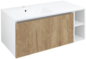 Sapho Sapho, LOREA skrinka s umývadlom 101x46x51,5cm (80+20cm), ľavá, dub Alabama/biela matná, LE080-2231-L-02