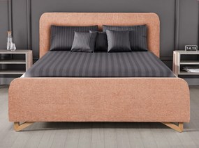 Posteľ Flamingo 180x200 cm, marhuľová štruktúrovaná tkanina