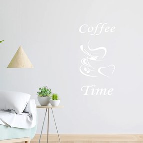Veselá Stena Samolepka Coffee time Farba: biela, Veľkosť: 100 x 50 cm