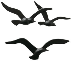 Kovová dekorácia na stenu Black Bird 13x35 cm + 12x40 cm